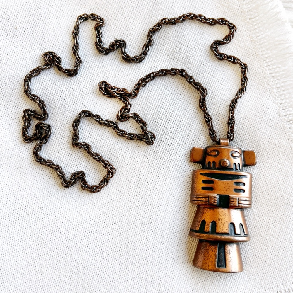 Vintage 1960s Kachina Copper Necklace – Bell Trading Post Fred Harvey Era Unisex